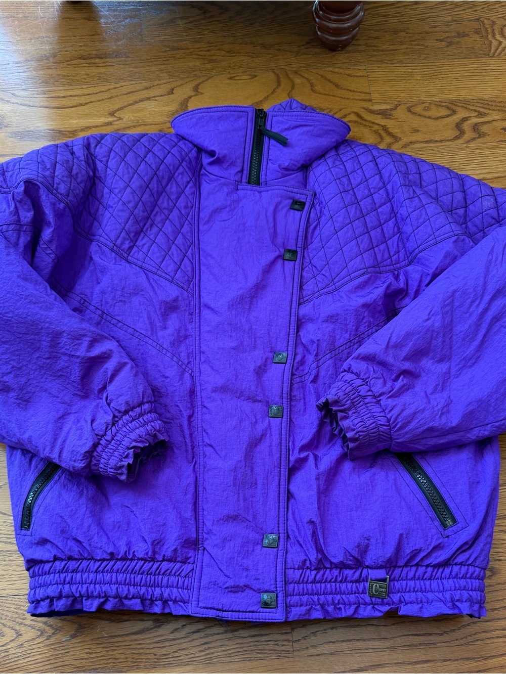 Vintage Women's Europa by Helly Hansen Purple Ski Jacket with Quilted Yoke
